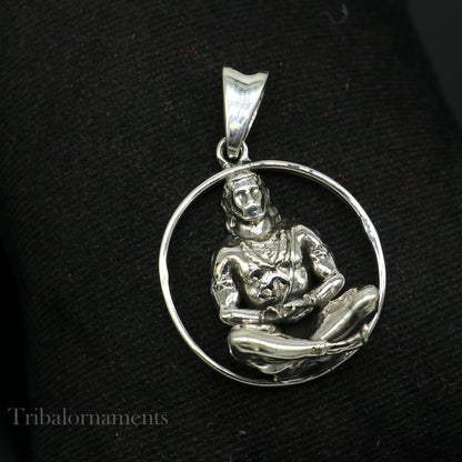 925 sterling silver Lord Hanuman pendant featuring intricate Hindu design, unisex jewelry, vintage antique style by TRIBAL ORNAMENTS
