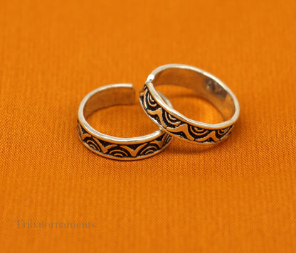 Solid Adjustable Toe ring 92.5 sterling silver handmade stunning toe ring, toe band stylish modern women's brides jewelry from india toer109 - TRIBAL ORNAMENTS
