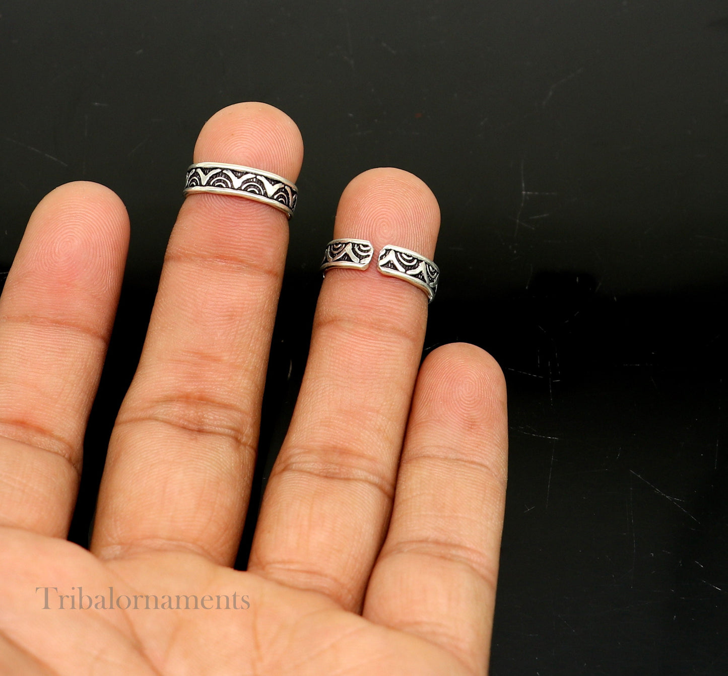 Solid Adjustable Toe ring 92.5 sterling silver handmade stunning toe ring, toe band stylish modern women's brides jewelry from india toer109 - TRIBAL ORNAMENTS