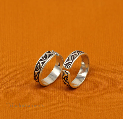 Solid Adjustable Toe ring 92.5 sterling silver handmade stunning toe ring, toe band stylish modern women's brides jewelry from india toer109 - TRIBAL ORNAMENTS