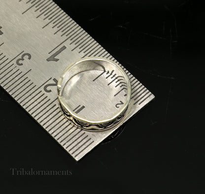 Solid Adjustable Toe ring 92.5 sterling silver handmade stunning toe ring, toe band stylish modern women's brides jewelry from india toer109 - TRIBAL ORNAMENTS
