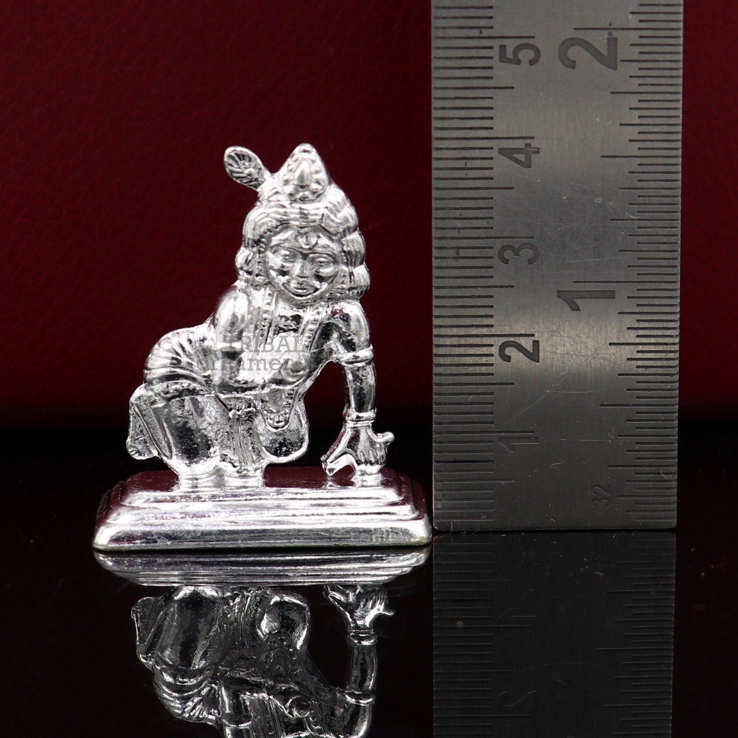 Solid silver handmade design indian idol little krishna, Ladu Gopal,crawling Krishna statue sculpture home temple puja art, utensils su736 - TRIBAL ORNAMENTS