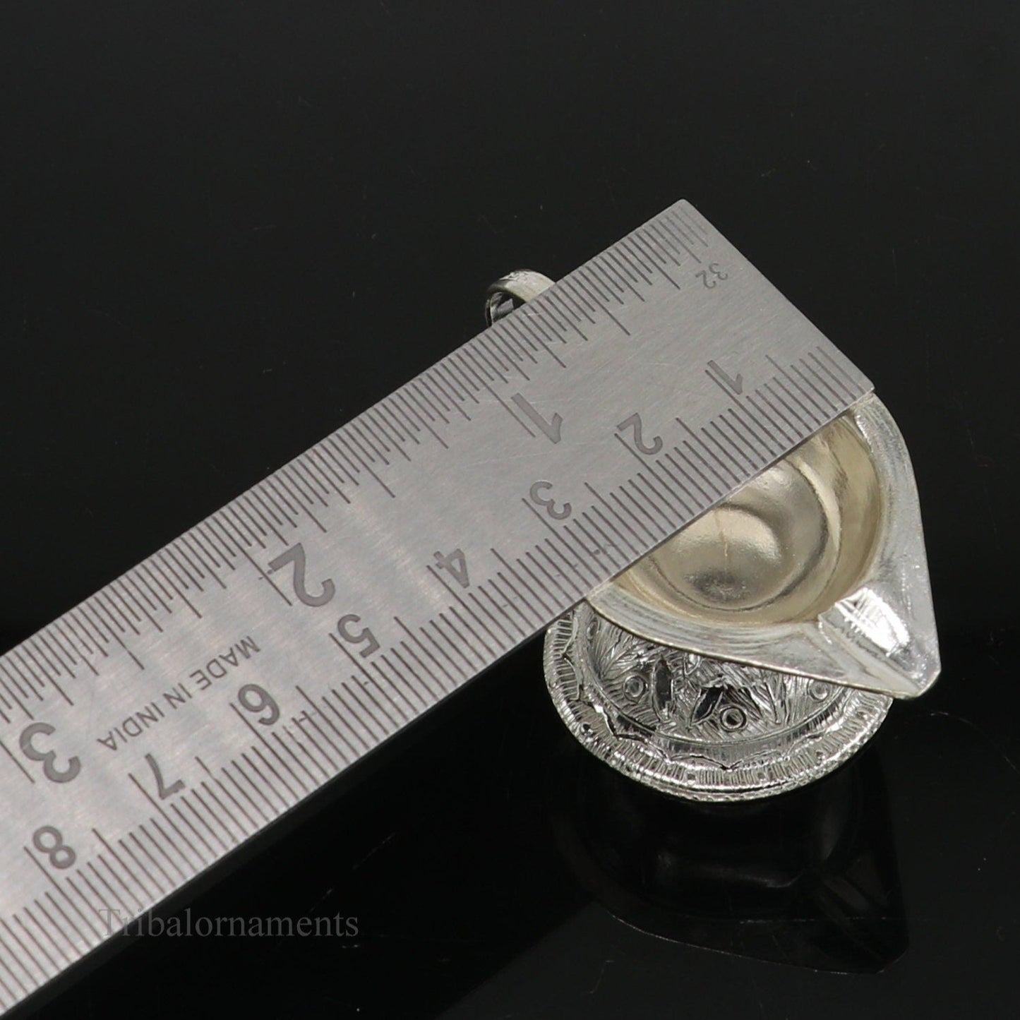 Solid silver handmade elegant kappor dani , silver home temple utensils, silver diya, deepak, silver single joth kapoor Aarti art su14 - TRIBAL ORNAMENTS