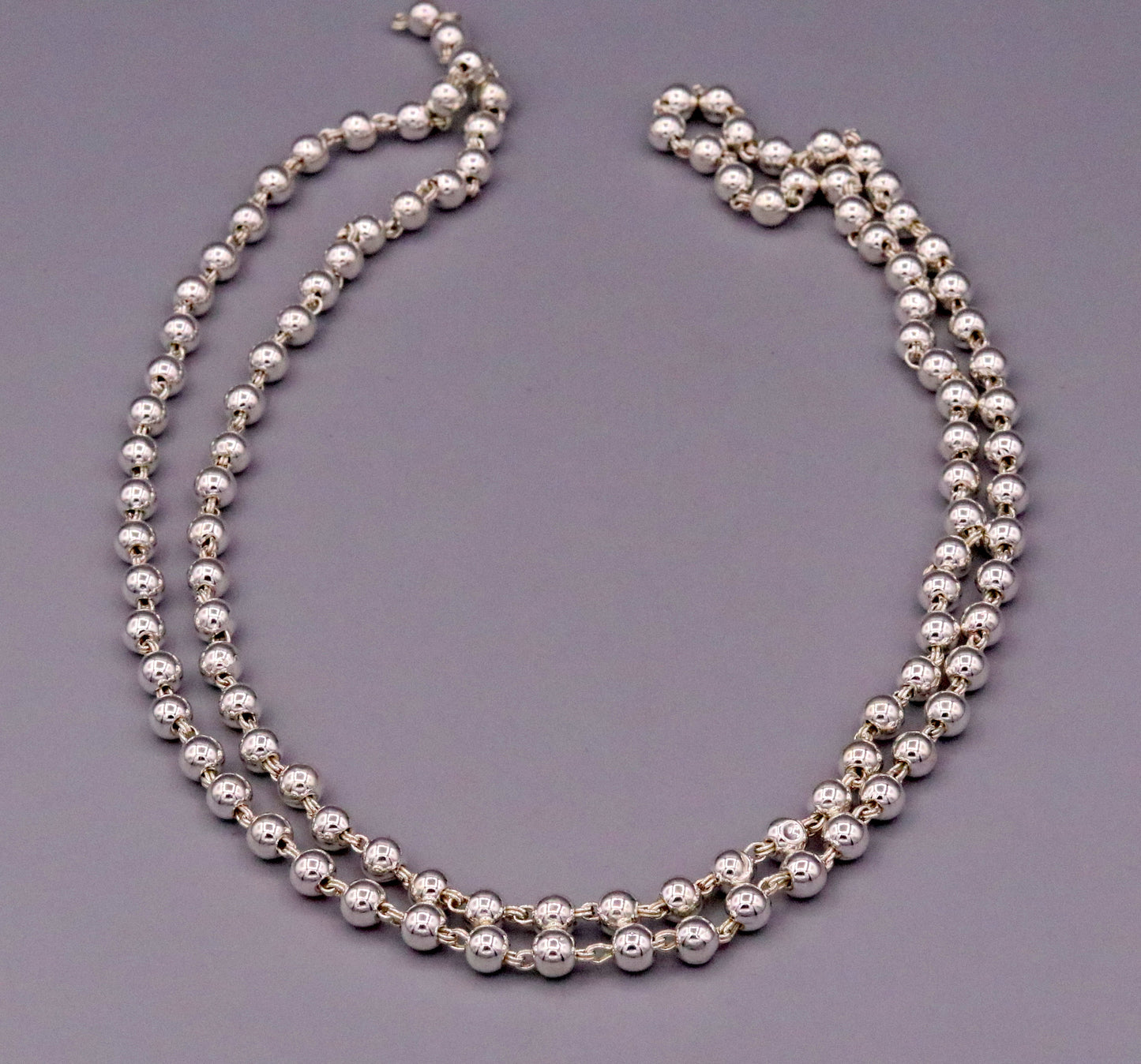 Solid silver handmade fabulous silver 109 beads chain necklace for jap mala for japping mantra for god, mediation ch22 - TRIBAL ORNAMENTS