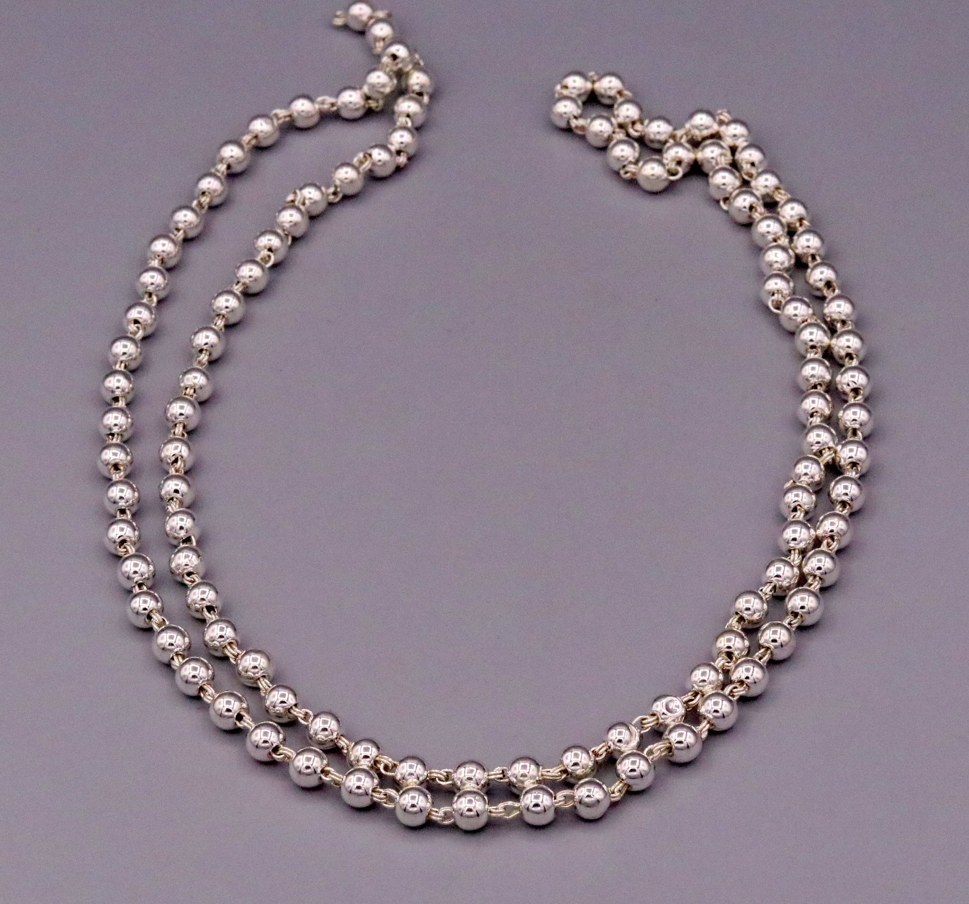 Solid silver handmade fabulous silver 109 beads chain necklace for jap mala for japping mantra for god, mediation ch22 - TRIBAL ORNAMENTS