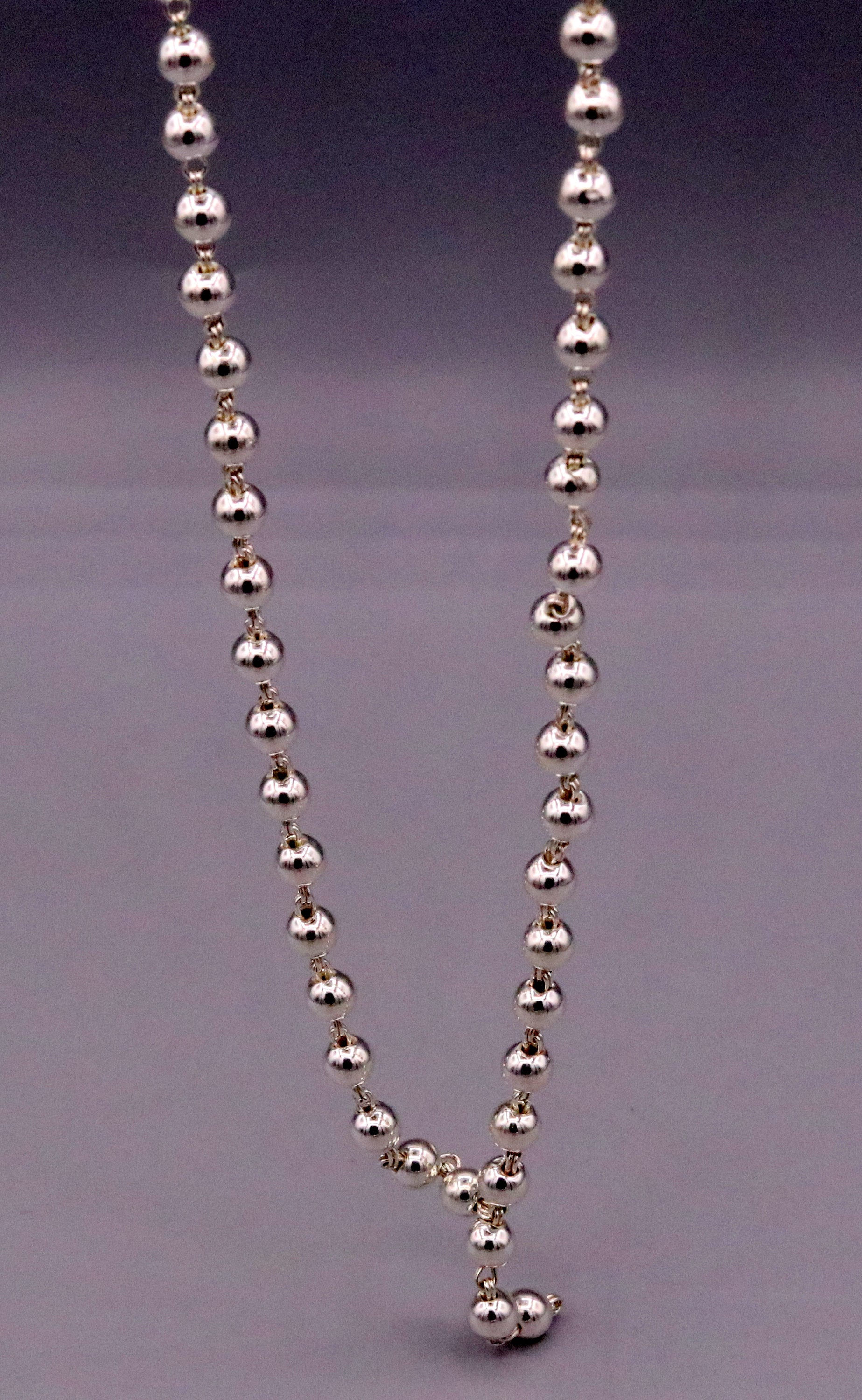 Solid silver handmade fabulous silver 109 beads chain necklace for jap mala for japping mantra for god, mediation ch22 - TRIBAL ORNAMENTS