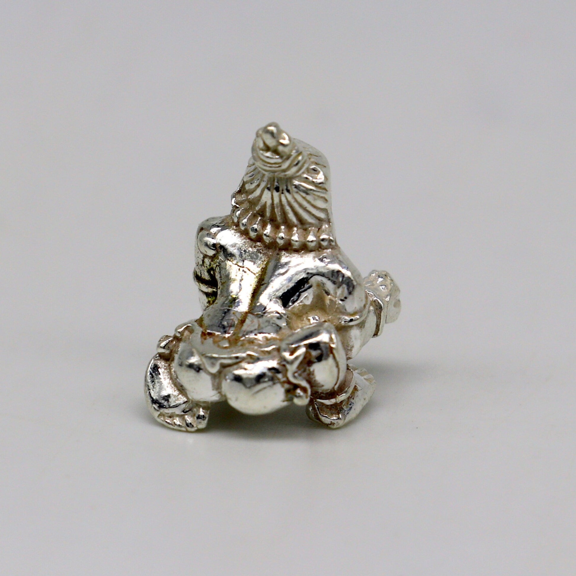 Solid silver handmade Hindu idol little Krishna, Ladu Gopal, small statue sculpture home temple Balgopal puja art, crawling krishna su198 - TRIBAL ORNAMENTS