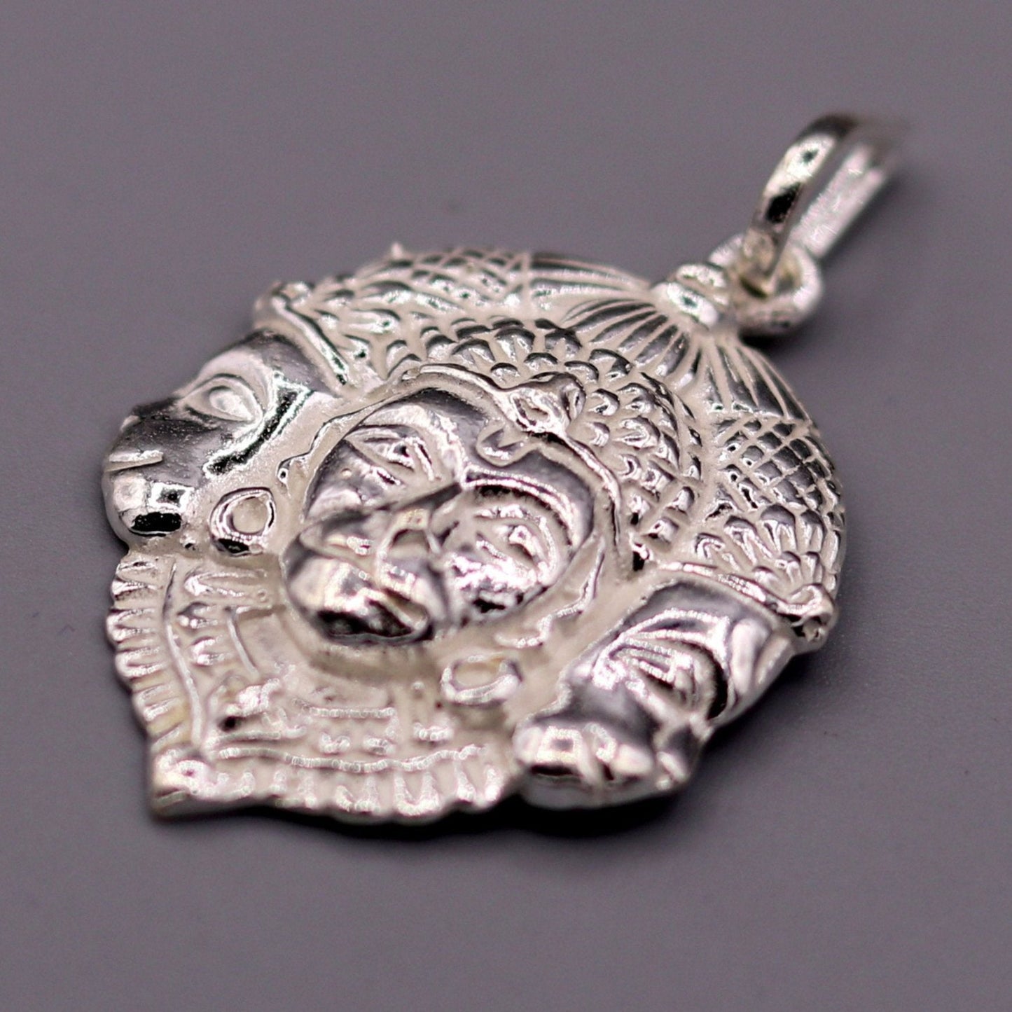 Solid silver handmade indian idol three face lord Hanumaan Bajarang bali pendant from rajasthan India god pendant locket jewelry snp02 - TRIBAL ORNAMENTS