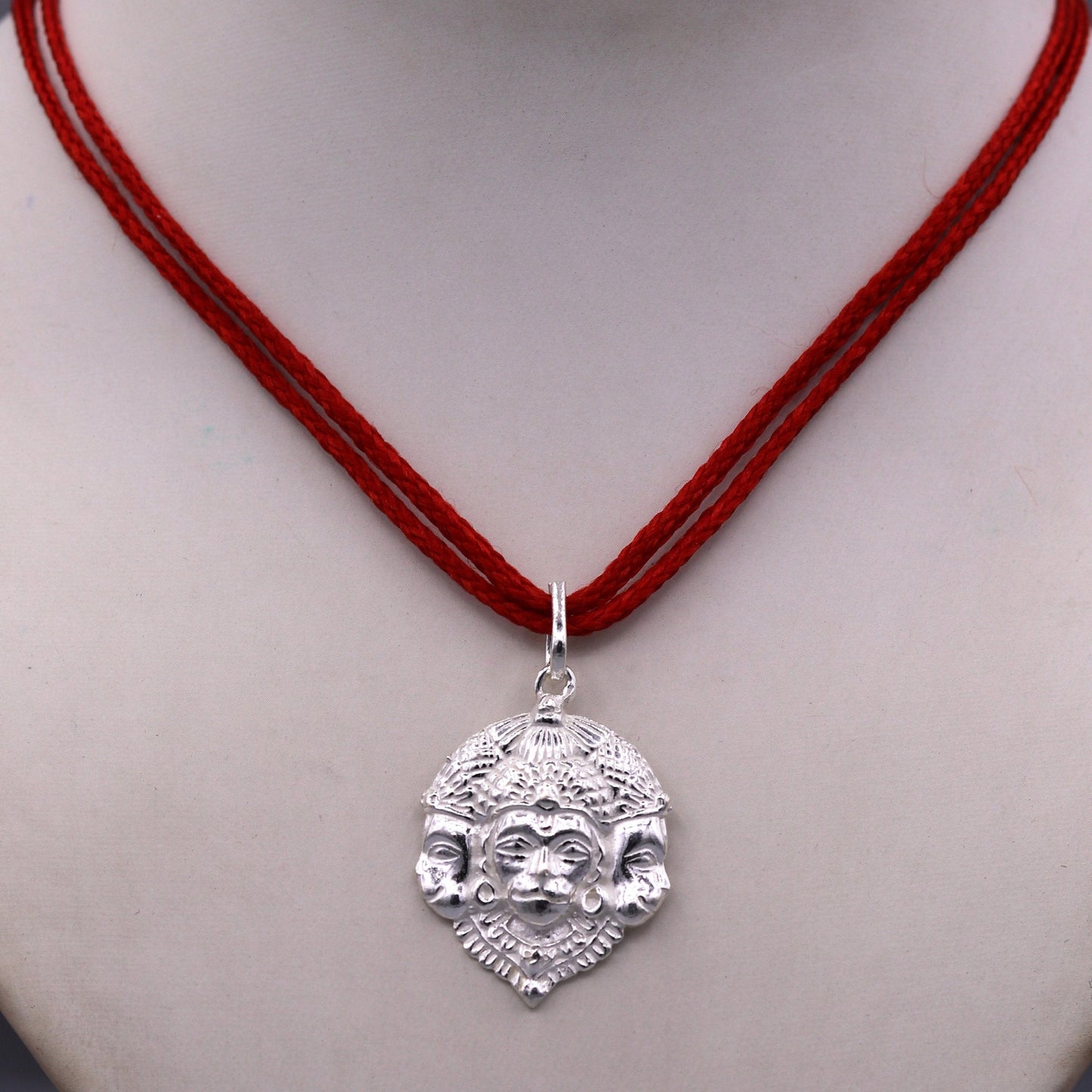 Solid silver handmade indian idol three face lord Hanumaan Bajarang bali pendant from rajasthan India god pendant locket jewelry snp02 - TRIBAL ORNAMENTS