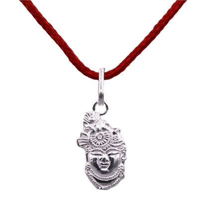 Solid silver Shreenathji pendant from Tribal Ornaments, handcrafted Indian idol jewelry depicting Lord Vishnu, unisex design.