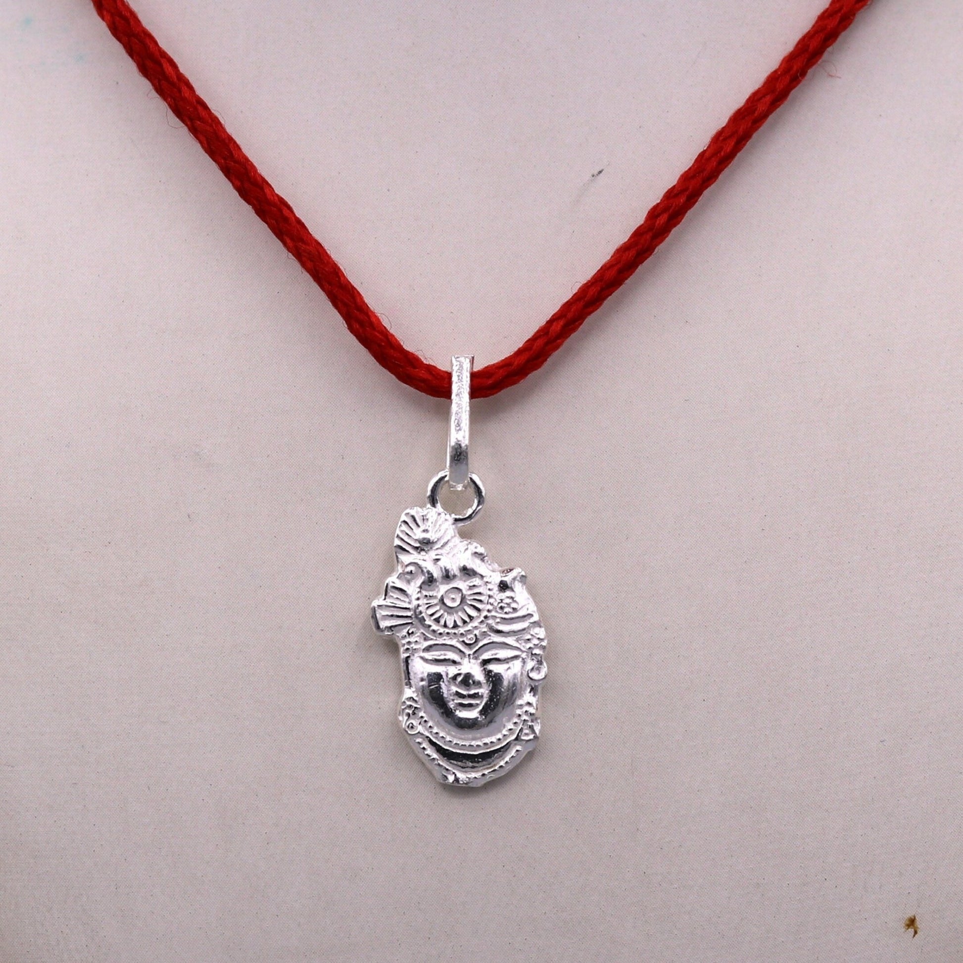 Solid silver handmade indian idol vishnu shreenathji pendant from rajasthan India god shree krishna pendant locket nsp03 - TRIBAL ORNAMENTS