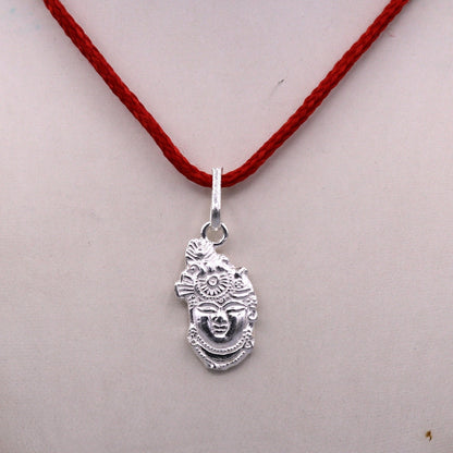 Solid silver Shreenathji pendant featuring Hindu deity design, handmade Indian jewelry by TRIBAL ORNAMENTS.