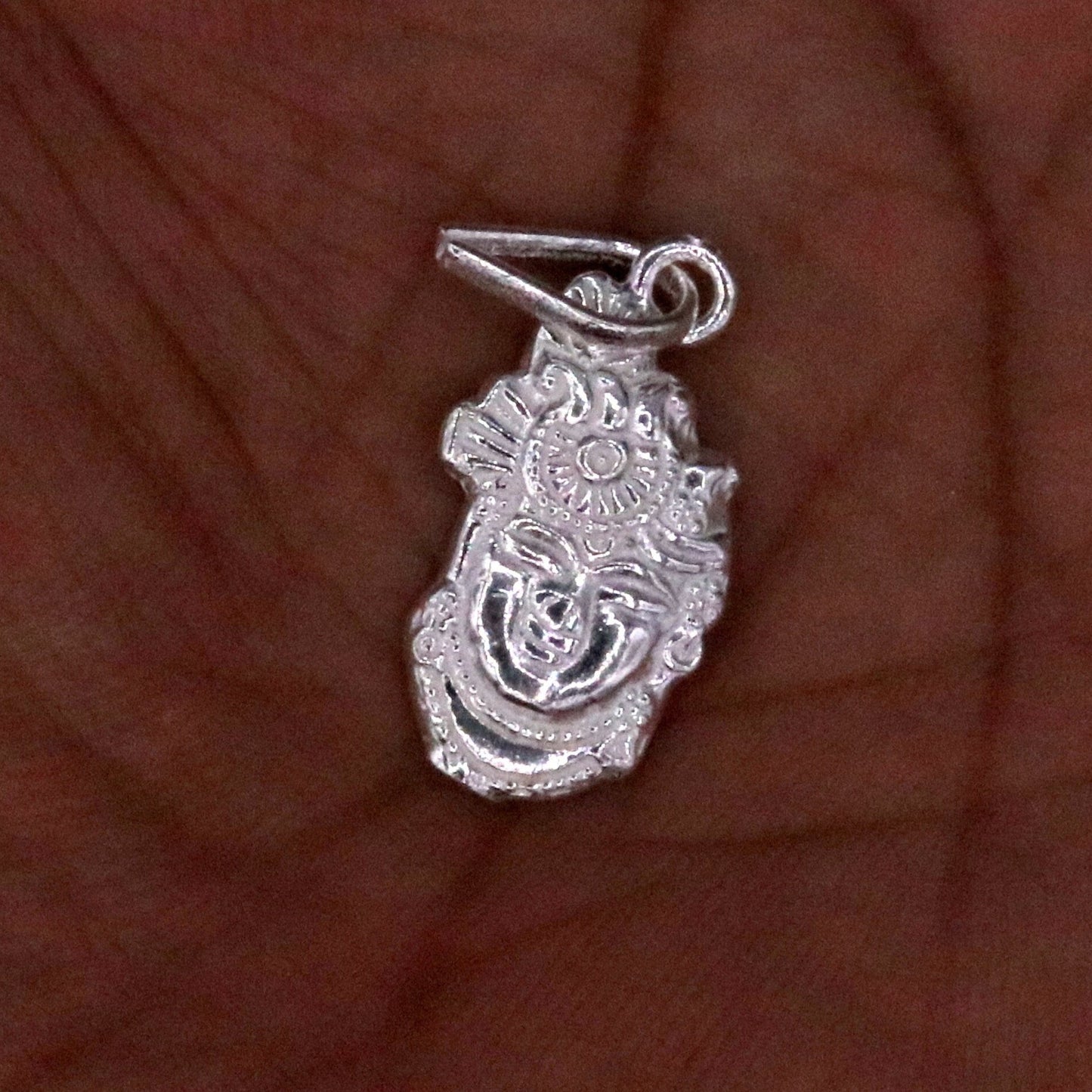 Solid silver handmade indian idol vishnu shreenathji pendant from rajasthan India god shree krishna pendant locket nsp03 - TRIBAL ORNAMENTS