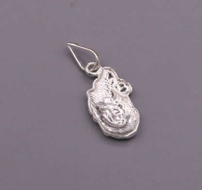 Solid silver Shreenathji pendant featuring handmade Indian idol design, unisex jewelry from Tribal Ornaments.