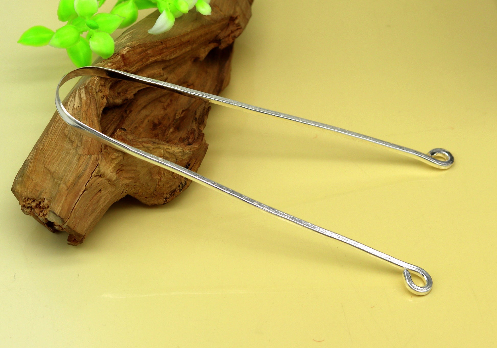 Solid silver handmade tongue cleaner 11.5 inches long U shape healthy mouth cleaner tools for stay healthy, excellent personalized gift tc02 - TRIBAL ORNAMENTS