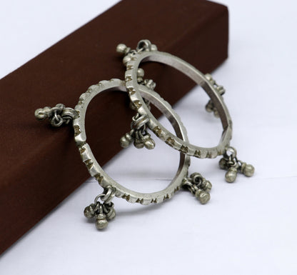 Silver vintage Banjara bangle bracelet with jingling bells, Indian tribal handmade jewelry for girls by TRIBAL ORNAMENTS