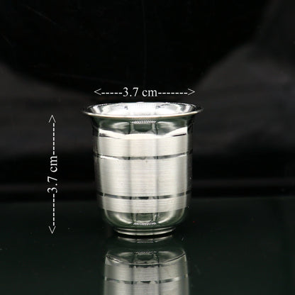 Solid silver handmade water/milk Glass tumbler, silver flask, baby kids silver cup utensils for stay healthy from bacteria sv219 - TRIBAL ORNAMENTS