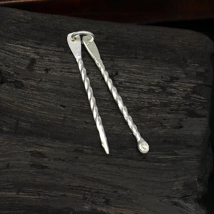 Solid silver toothpick and ear cleaner, Silver is Anti-Microbial, Anti-Allergic, Anti-Septic Silver is the best metal for personal safety - TRIBAL ORNAMENTS