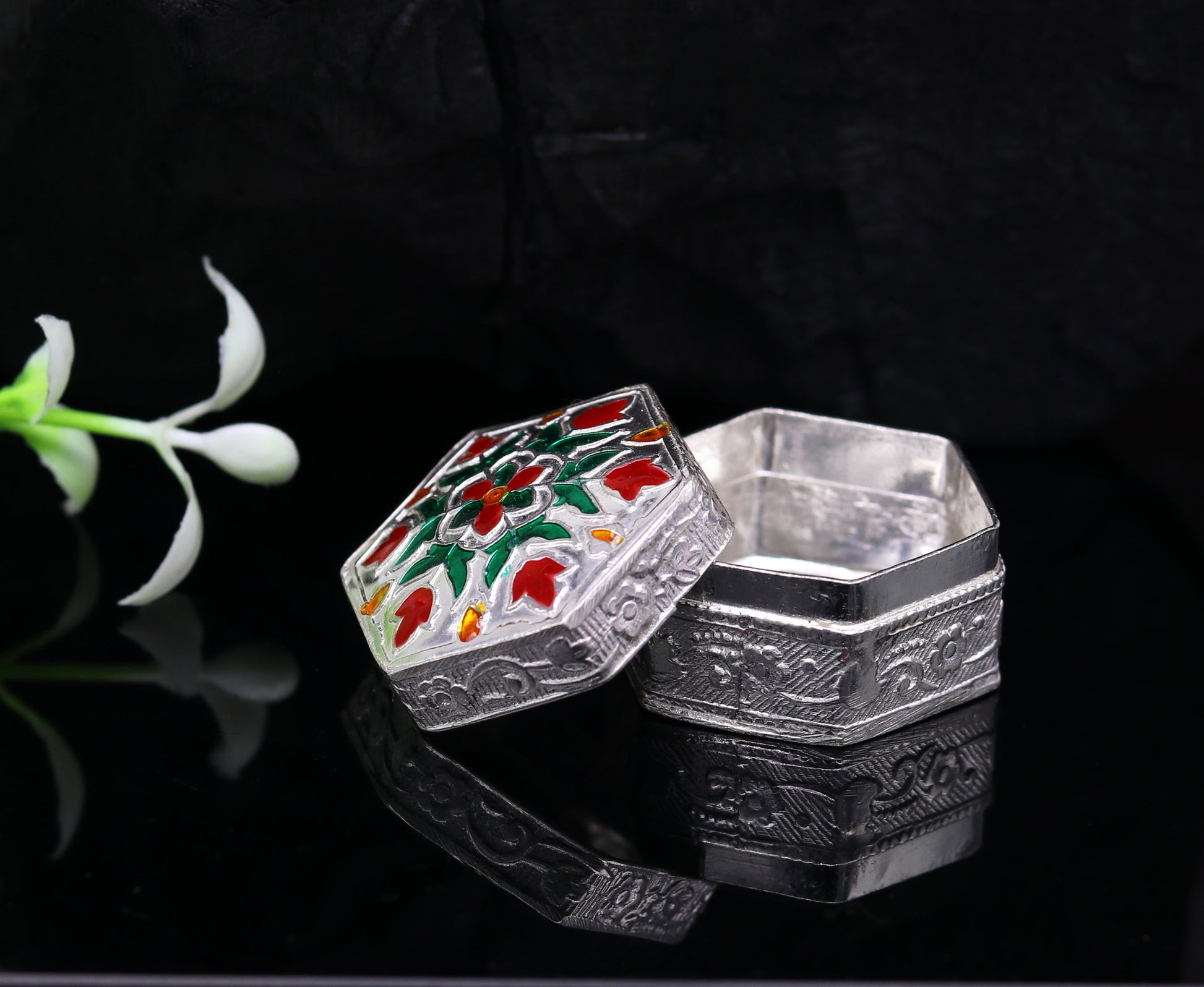 solid silver utensils trinket box, eyes kajal box, kumkum box/casket box, container box, jewelry box, silver utensils, vessels stb61 - TRIBAL ORNAMENTS