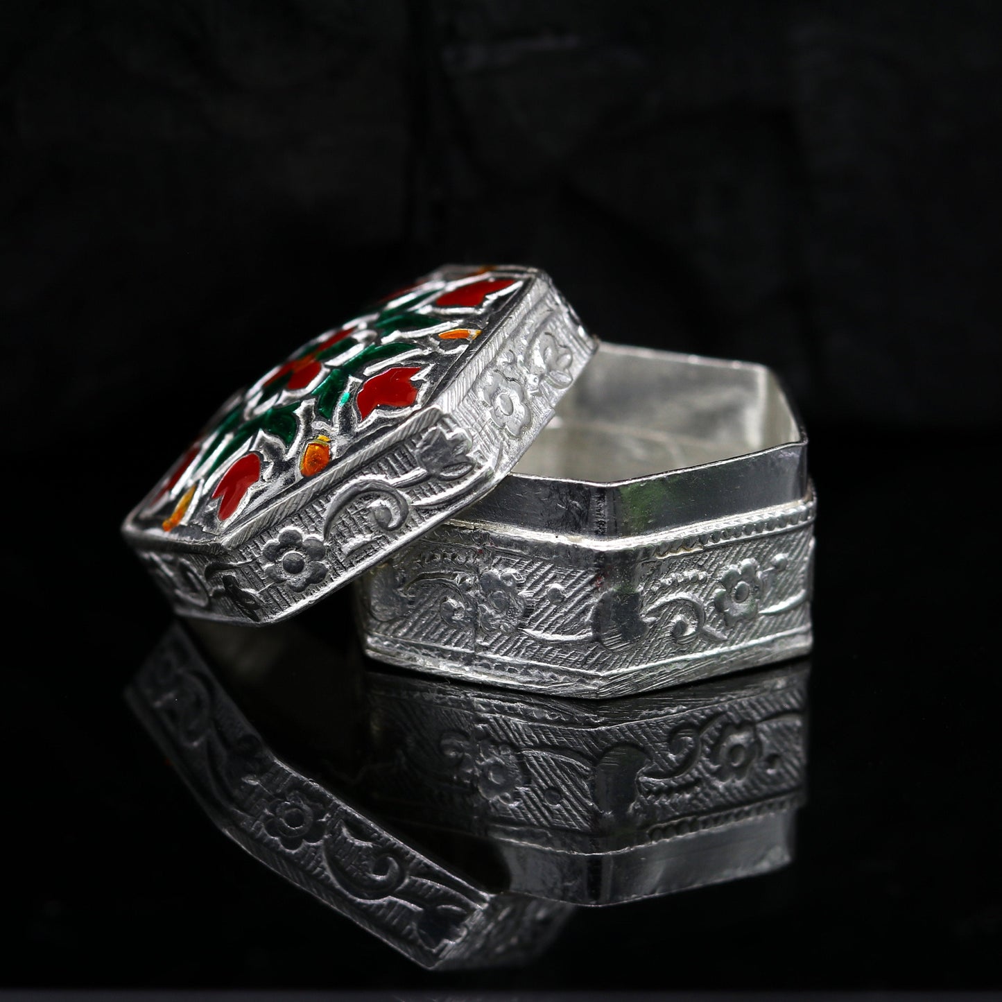 solid silver utensils trinket box, eyes kajal box, kumkum box/casket box, container box, jewelry box, silver utensils, vessels stb61 - TRIBAL ORNAMENTS