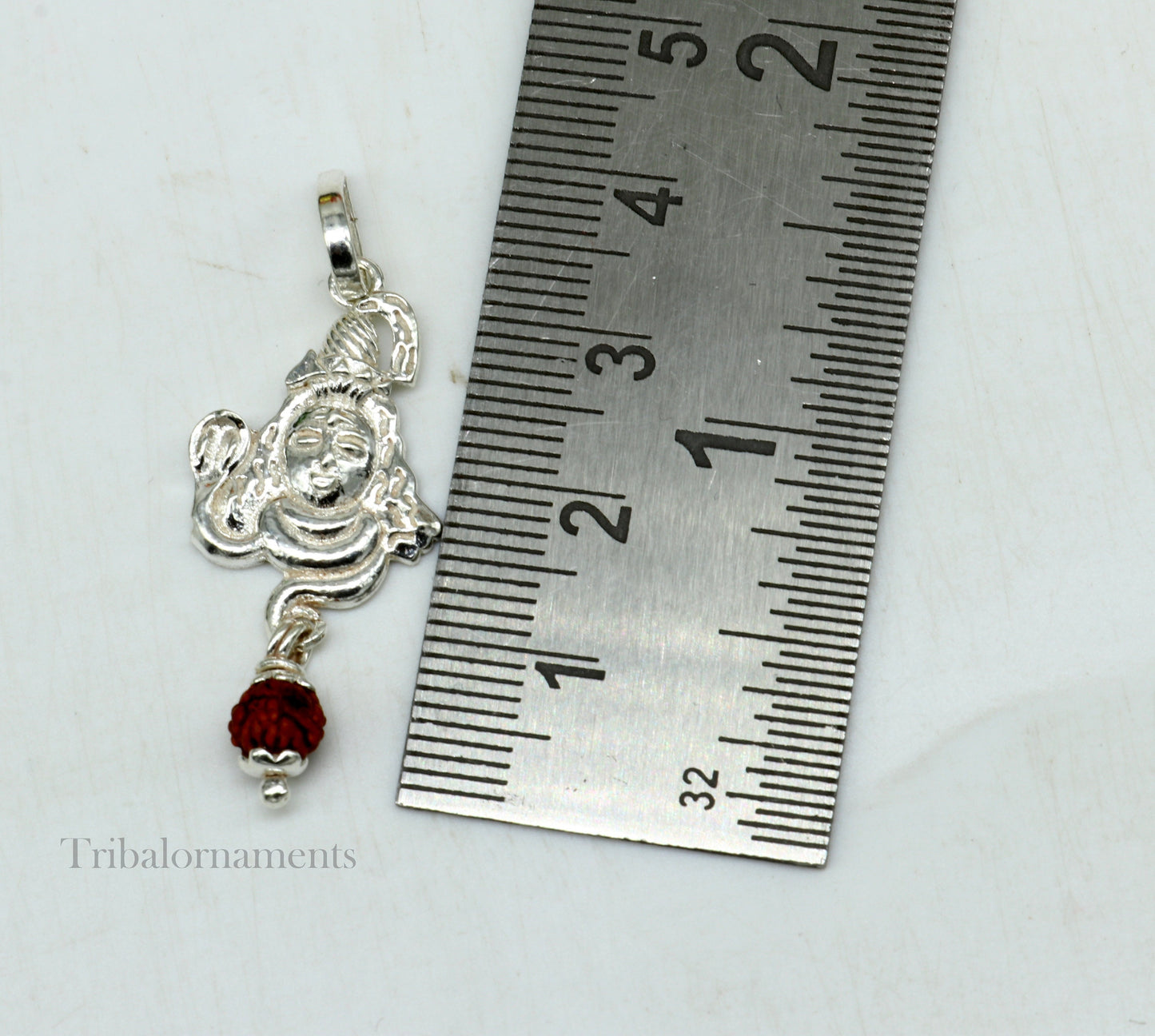 Solid sterling silver amazing designer Hindu idol Lord Shiva pendant with hanging rudraksha excellent locket pendant custom jewelry ssp1121 - TRIBAL ORNAMENTS