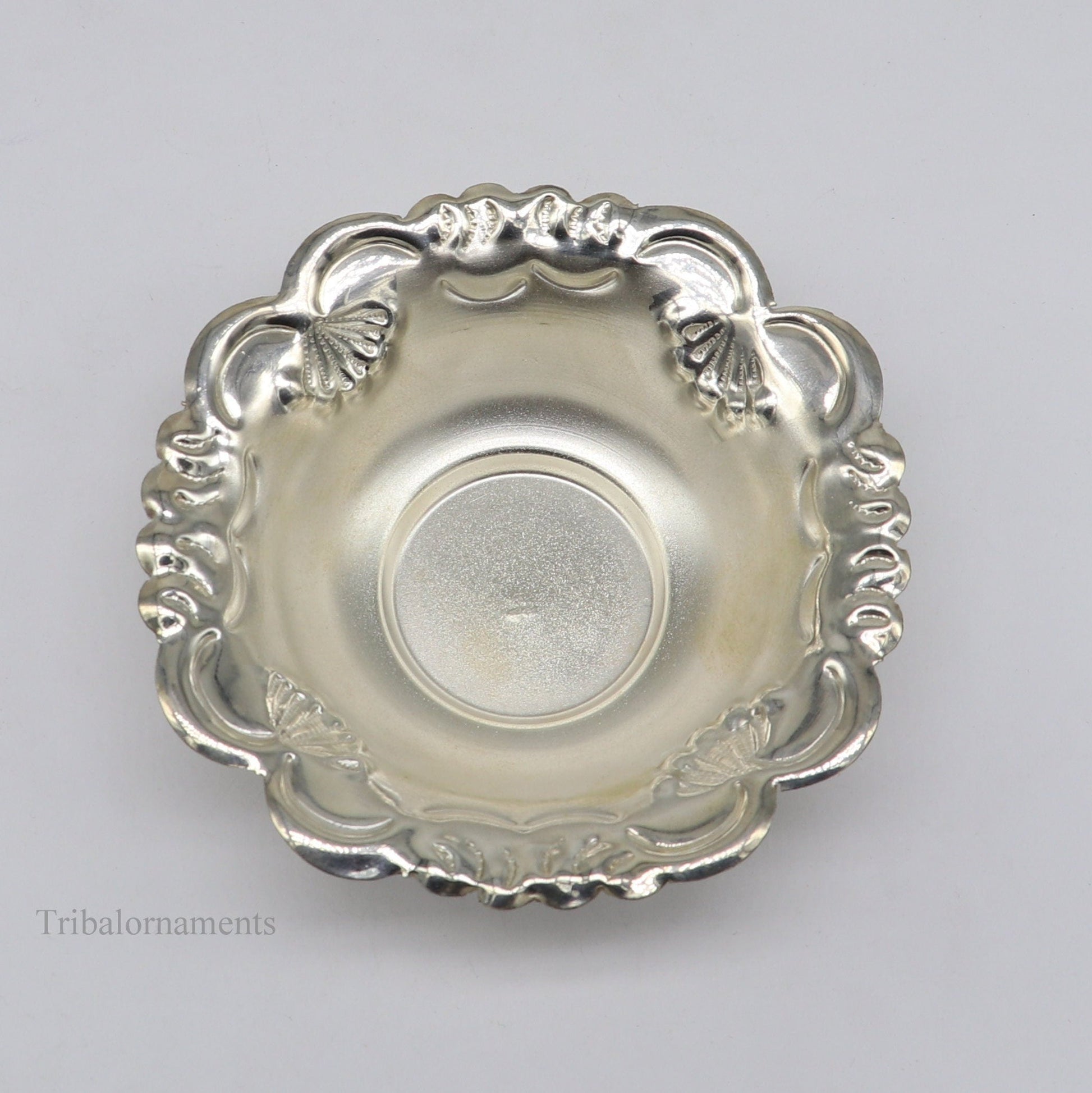 Solid sterling silver exclusive handcrafted work light weight bowl, puja utensils, silver article, silver utensils, silver vessel sv238 - TRIBAL ORNAMENTS