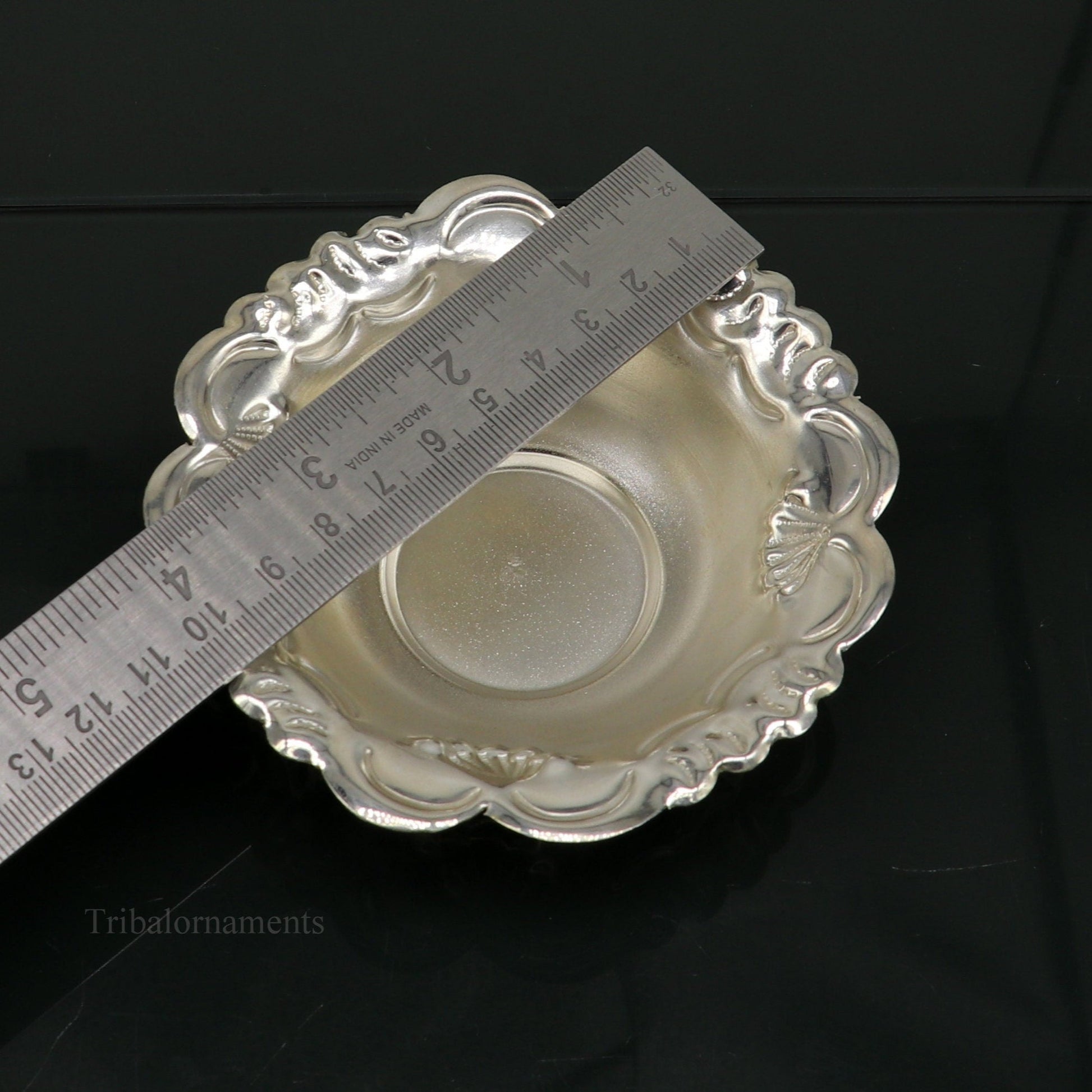 Solid sterling silver exclusive handcrafted work light weight bowl, puja utensils, silver article, silver utensils, silver vessel sv238 - TRIBAL ORNAMENTS