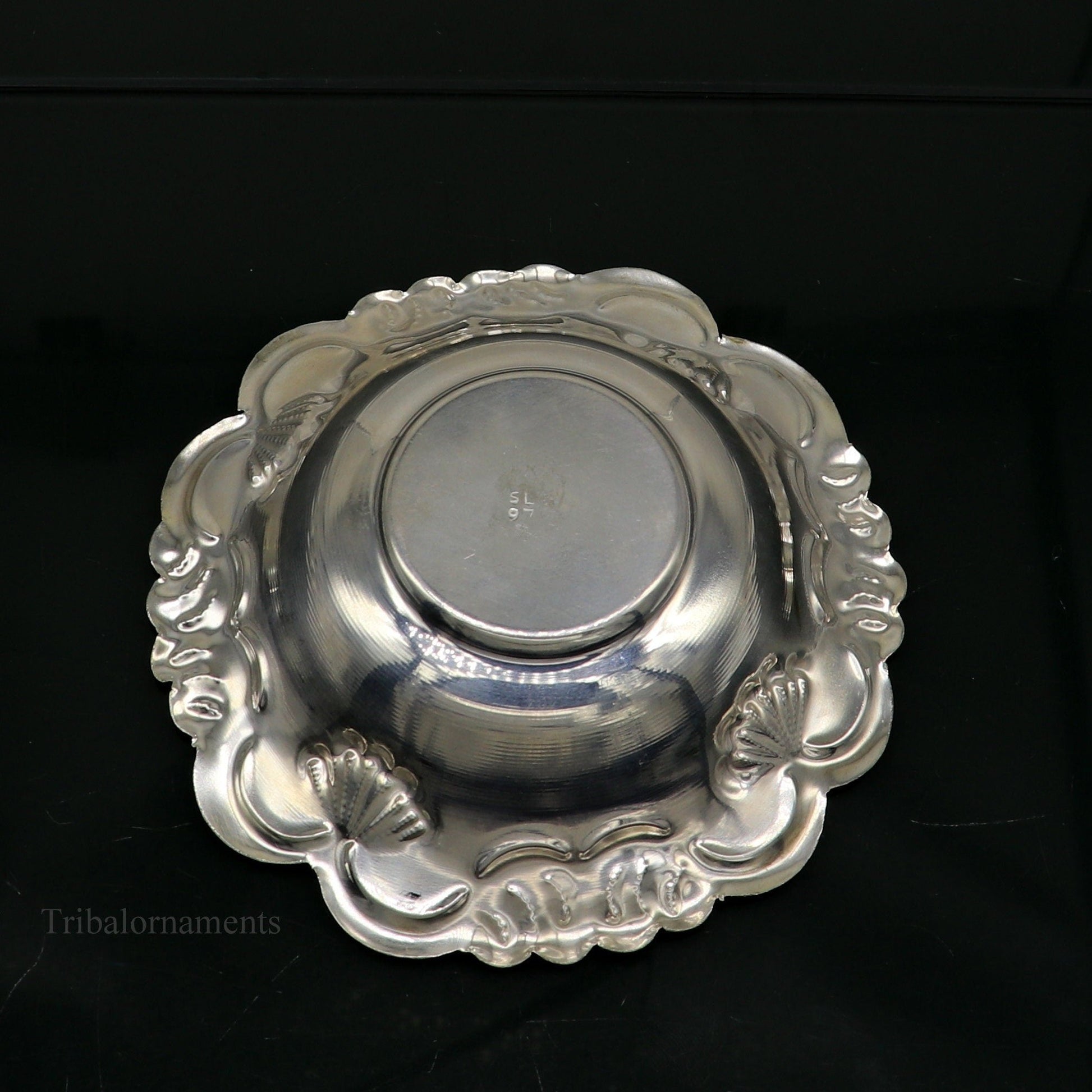 Solid sterling silver exclusive handcrafted work light weight bowl, puja utensils, silver article, silver utensils, silver vessel sv238 - TRIBAL ORNAMENTS