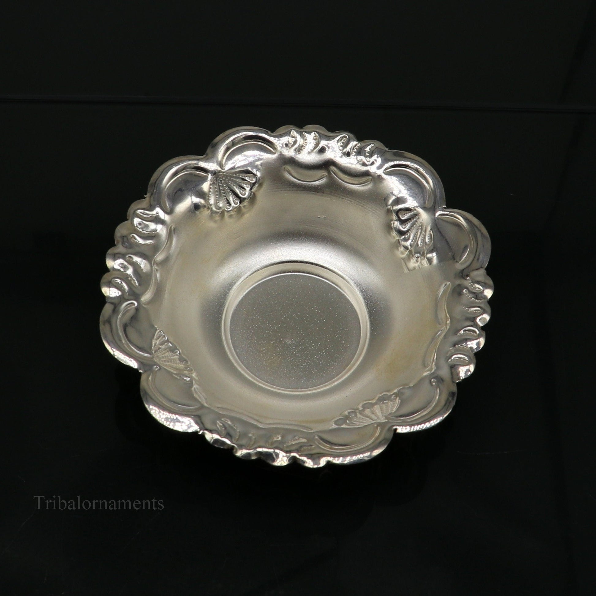 Solid sterling silver exclusive handcrafted work light weight bowl, puja utensils, silver article, silver utensils, silver vessel sv238 - TRIBAL ORNAMENTS