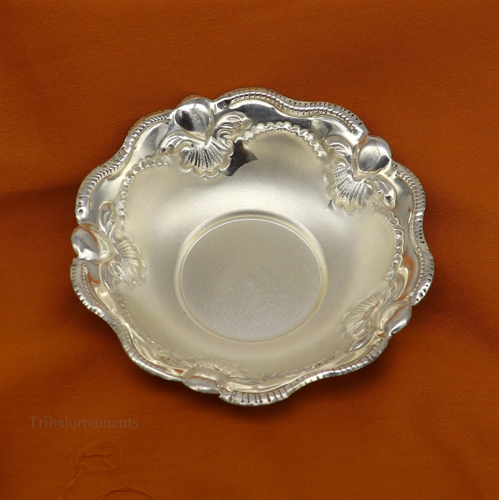 Solid sterling silver exclusive handcrafted work light weight bowl, puja utensils, silver article, silver utensils, silver vessel sv239 - TRIBAL ORNAMENTS