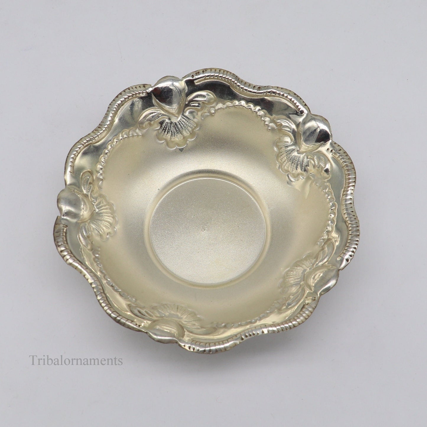 Solid sterling silver exclusive handcrafted work light weight bowl, puja utensils, silver article, silver utensils, silver vessel sv239 - TRIBAL ORNAMENTS