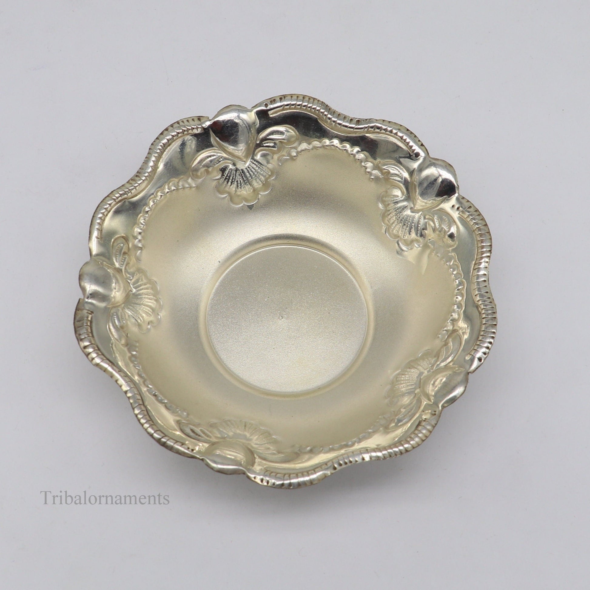 Solid sterling silver exclusive handcrafted work light weight bowl, puja utensils, silver article, silver utensils, silver vessel sv239 - TRIBAL ORNAMENTS