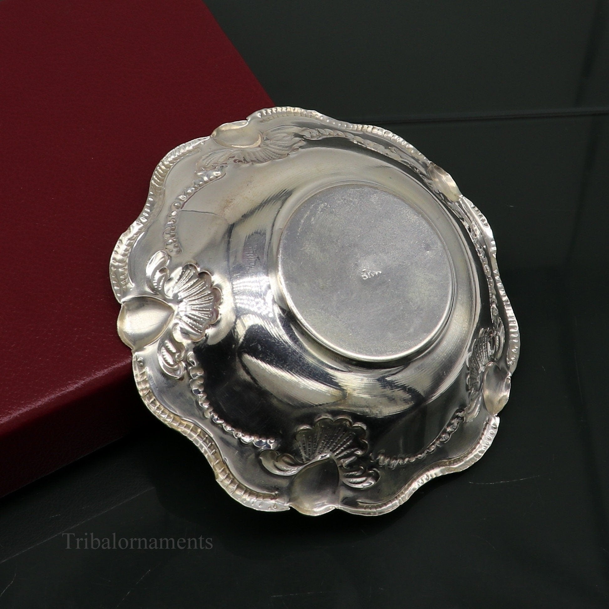 Solid sterling silver exclusive handcrafted work light weight bowl, puja utensils, silver article, silver utensils, silver vessel sv239 - TRIBAL ORNAMENTS