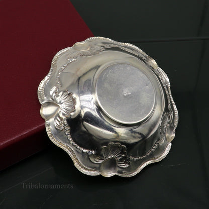 Solid sterling silver exclusive handcrafted work light weight bowl, puja utensils, silver article, silver utensils, silver vessel sv239 - TRIBAL ORNAMENTS