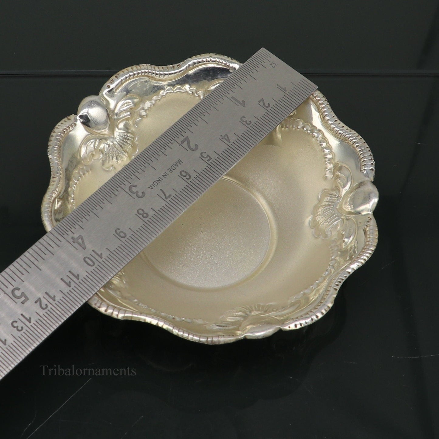 Solid sterling silver exclusive handcrafted work light weight bowl, puja utensils, silver article, silver utensils, silver vessel sv239 - TRIBAL ORNAMENTS