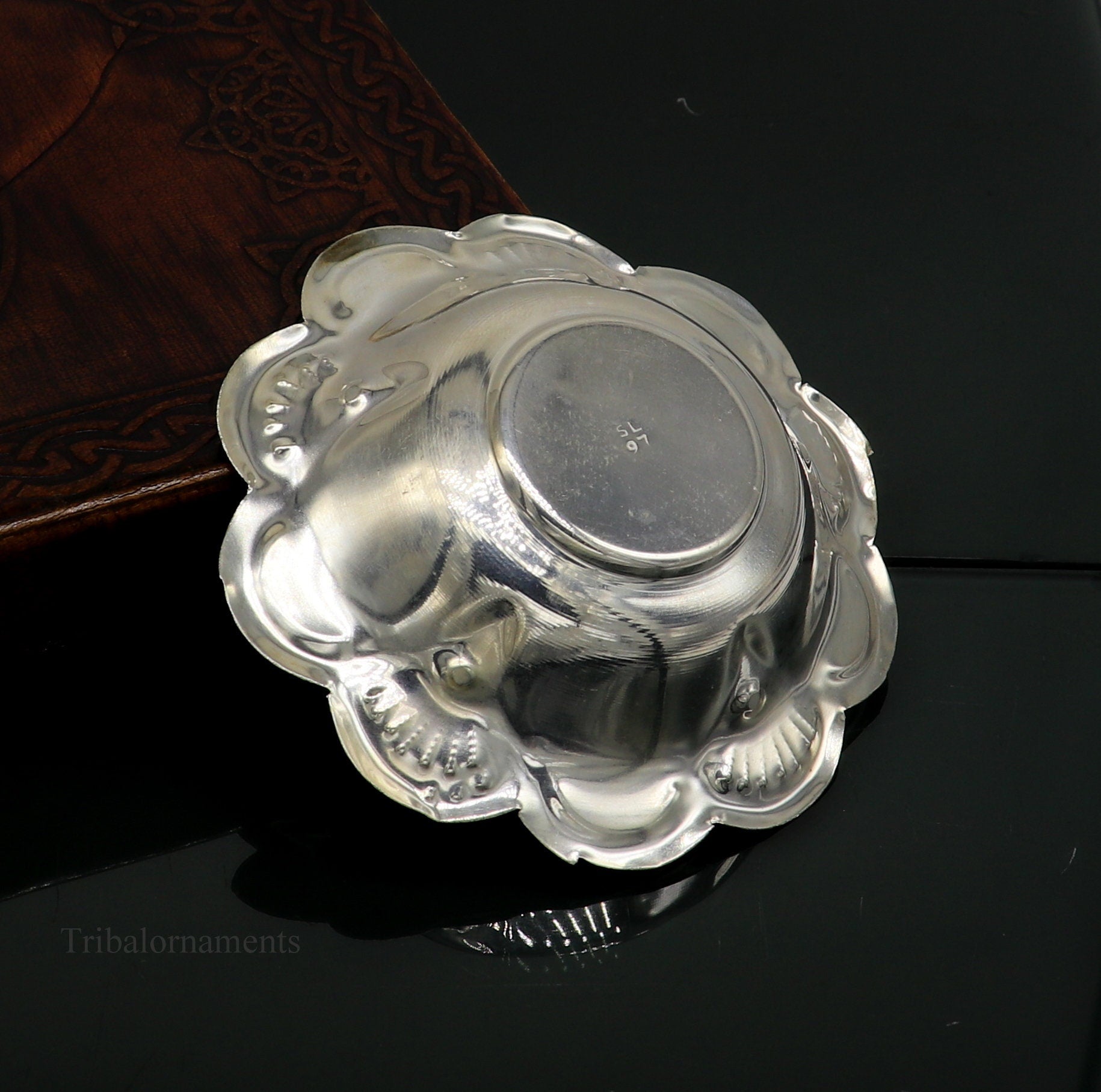 Solid sterling silver exclusive handcrafted work light weight bowl, puja utensils, silver article, silver utensils, silver vessel sv243 - TRIBAL ORNAMENTS