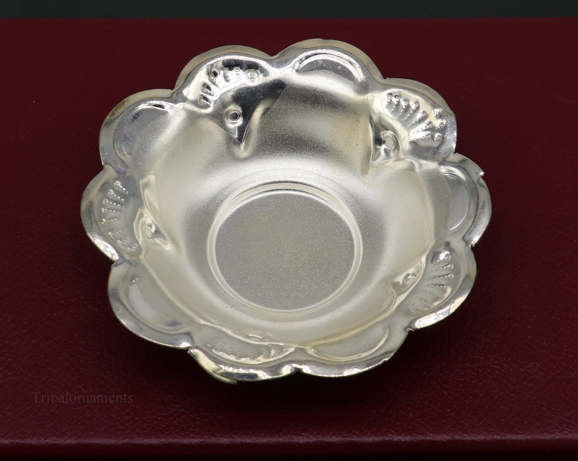 Solid sterling silver exclusive handcrafted work light weight bowl, puja utensils, silver article, silver utensils, silver vessel sv243 - TRIBAL ORNAMENTS