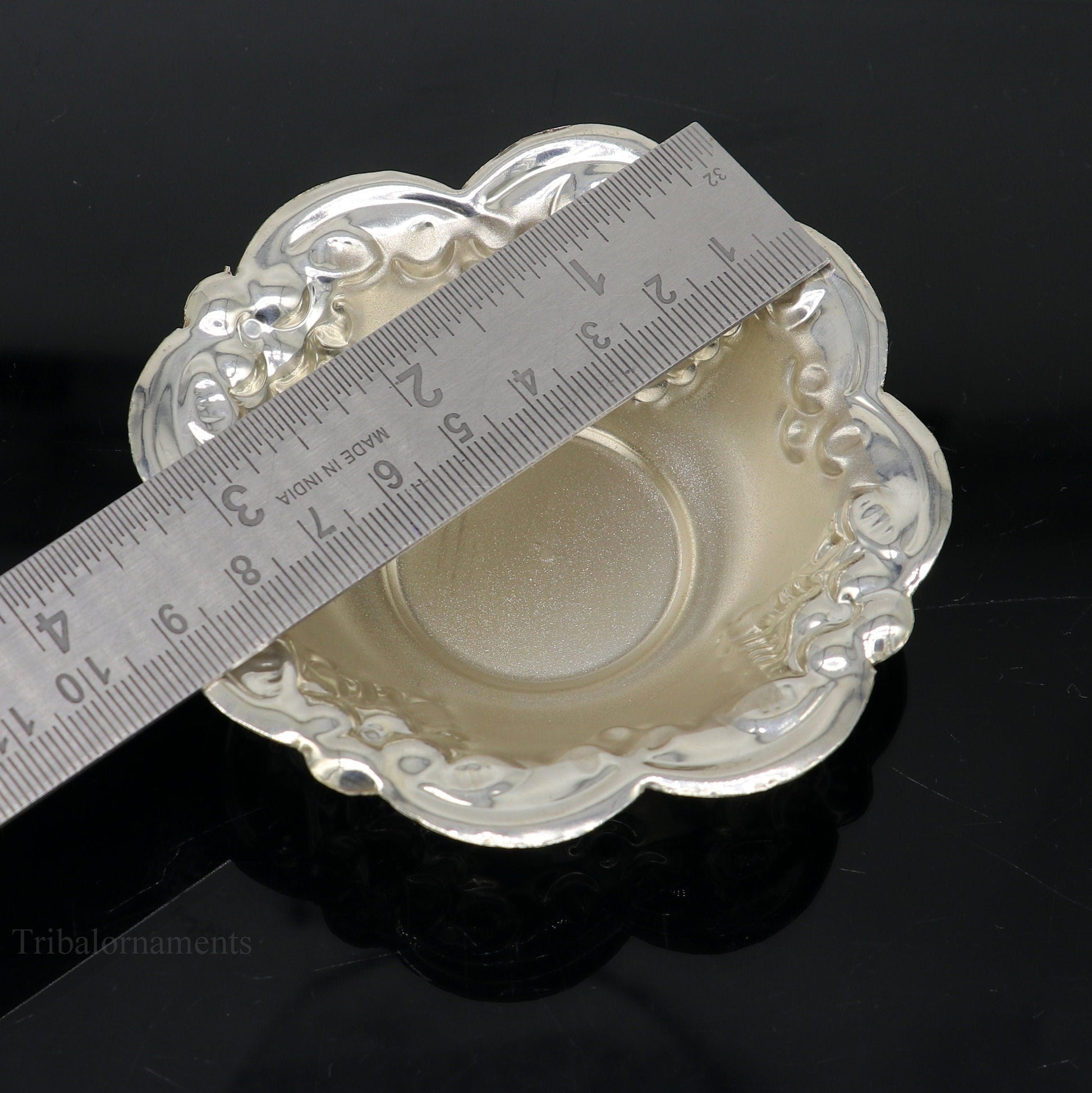 Solid sterling silver exclusive handcrafted work light weight bowl, puja utensils, silver article, silver utensils, silver vessel sv244 - TRIBAL ORNAMENTS