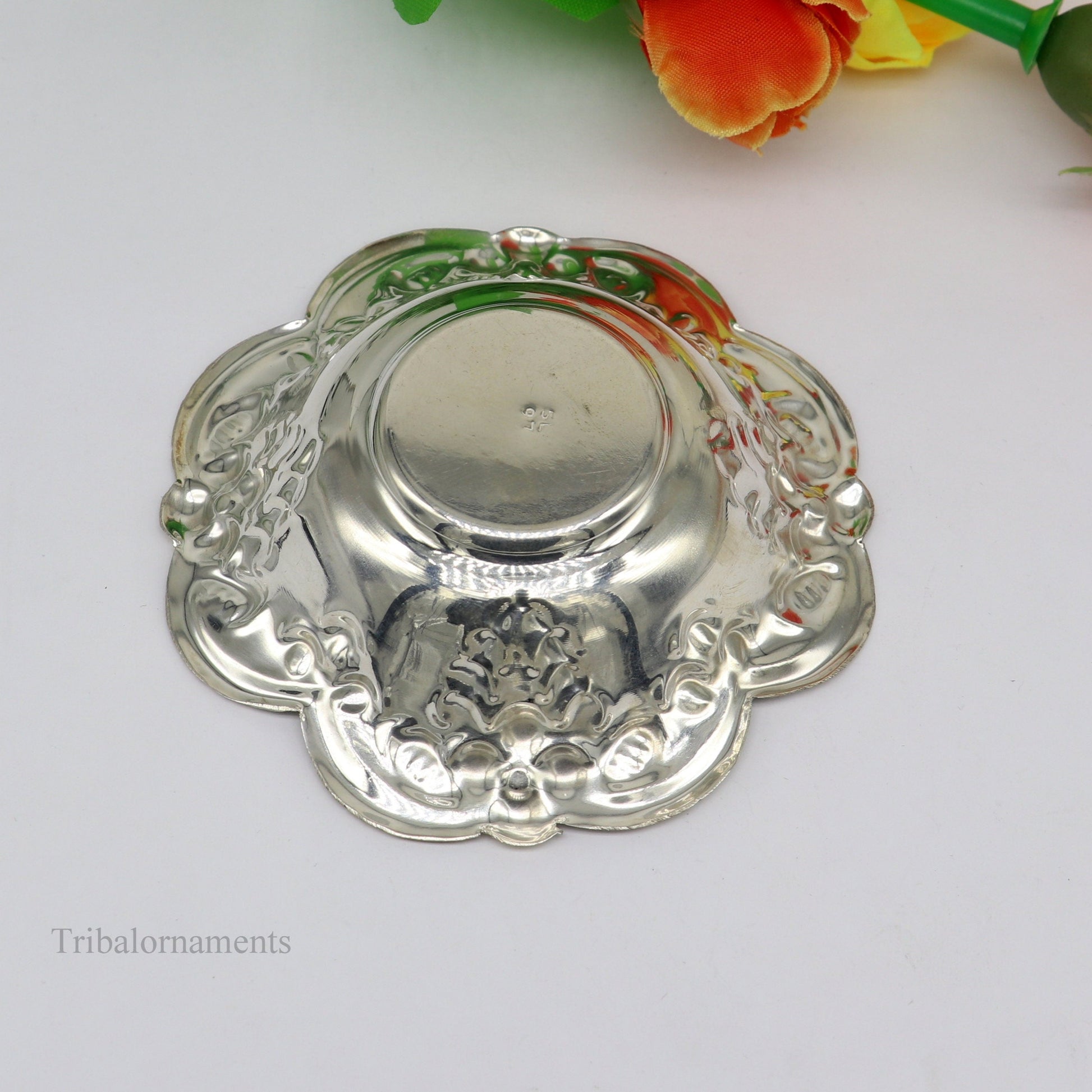 Solid sterling silver exclusive handcrafted work light weight bowl, puja utensils, silver article, silver utensils, silver vessel sv244 - TRIBAL ORNAMENTS