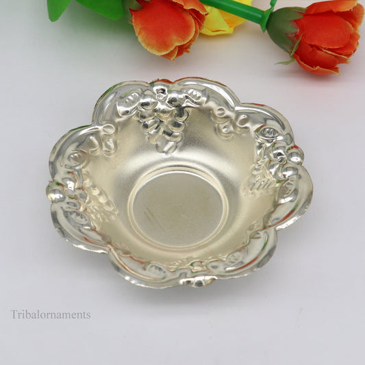 Solid sterling silver exclusive handcrafted work light weight bowl, puja utensils, silver article, silver utensils, silver vessel sv244 - TRIBAL ORNAMENTS