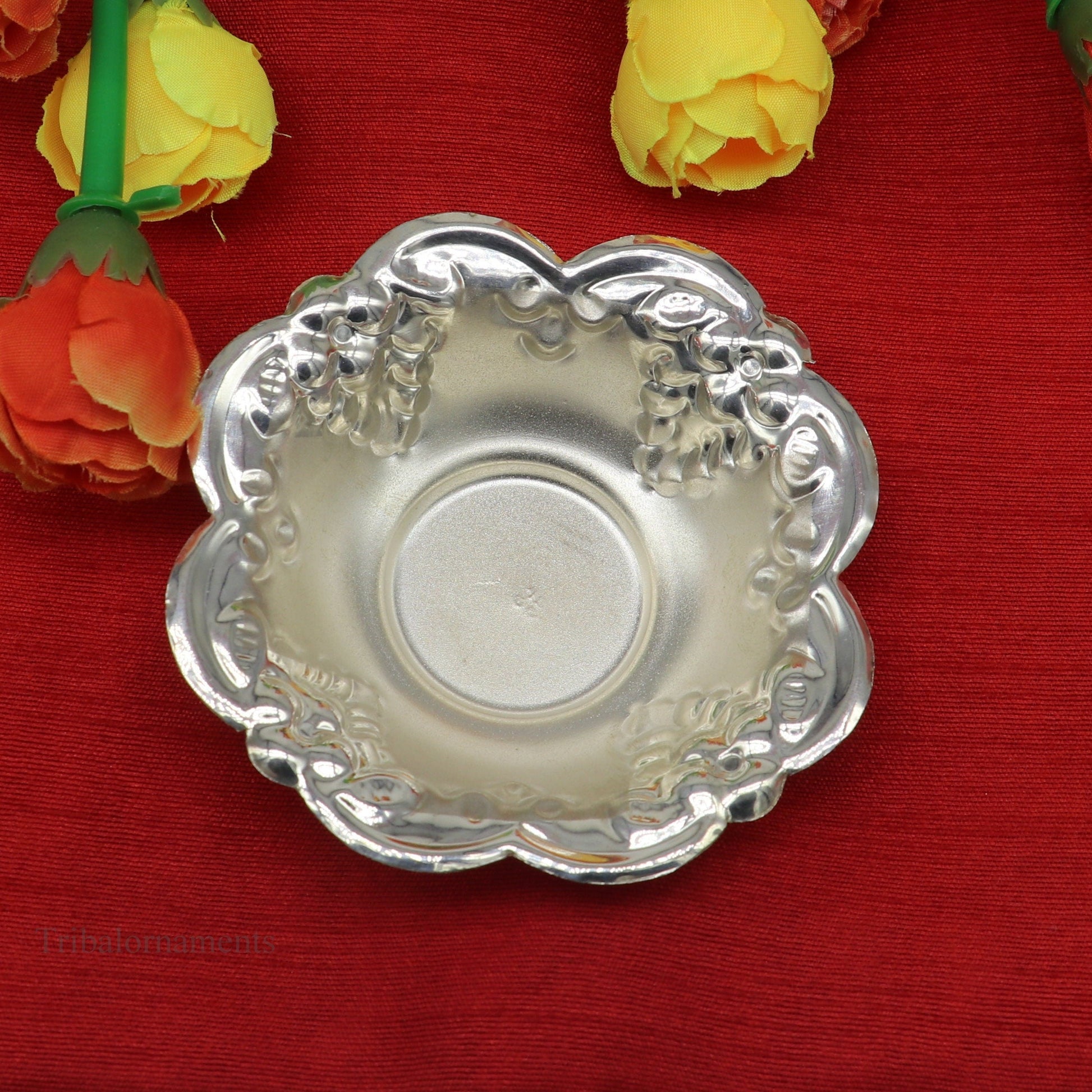 Solid sterling silver exclusive handcrafted work light weight bowl, puja utensils, silver article, silver utensils, silver vessel sv244 - TRIBAL ORNAMENTS