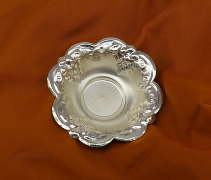 Solid sterling silver exclusive handcrafted work light weight bowl, puja utensils, silver article, silver utensils, silver vessel sv244 - TRIBAL ORNAMENTS