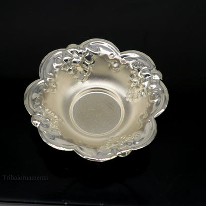 Solid sterling silver exclusive handcrafted work light weight bowl, puja utensils, silver article, silver utensils, silver vessel sv244 - TRIBAL ORNAMENTS
