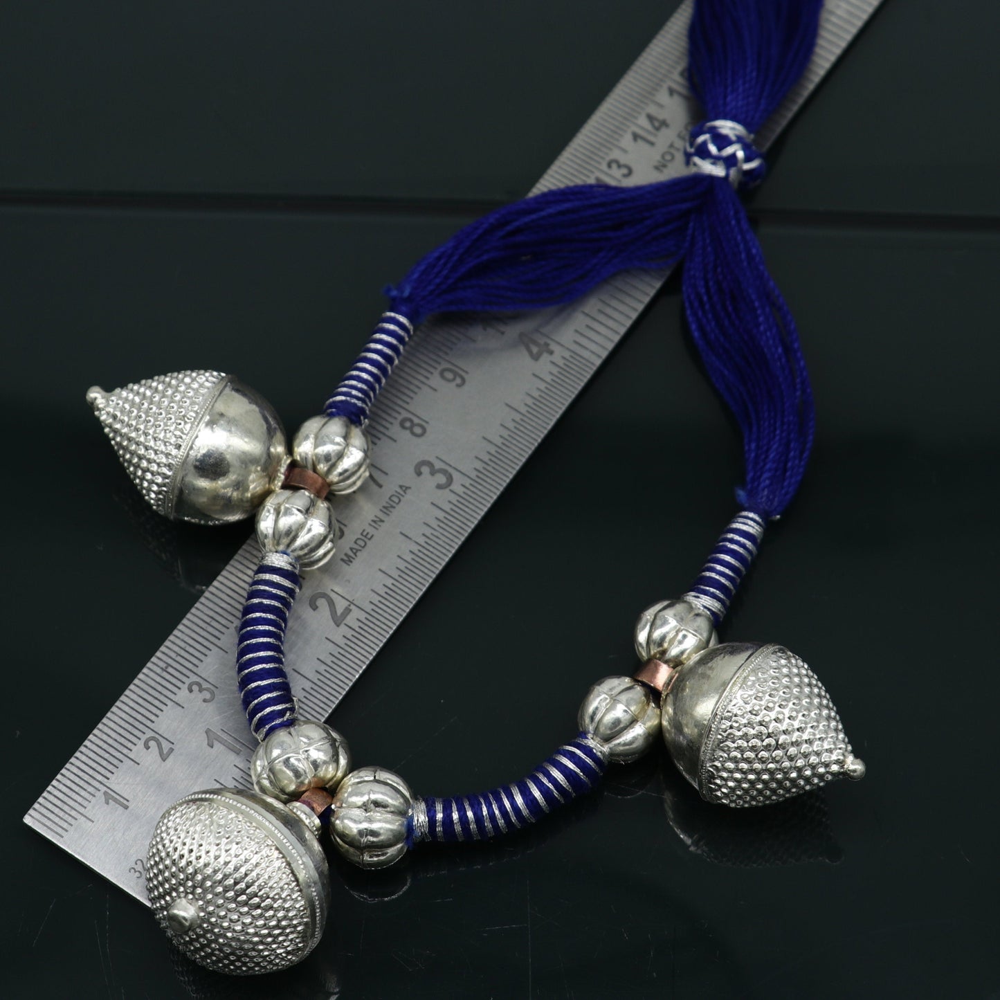 Sterling silver tribal Indian necklace and choker set with traditional vintage design, perfect for belly dance jewelry.