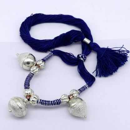 Sterling silver tribal Indian necklace and choker set with vintage traditional design, suitable for belly dance or stylish ethnic wear.