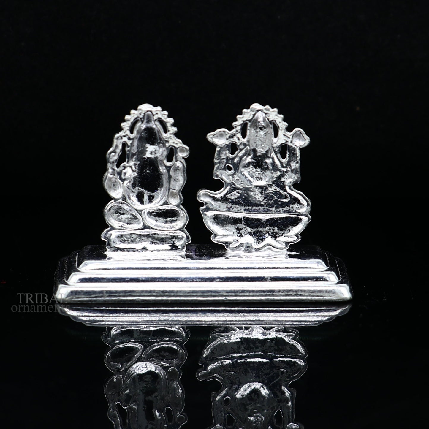 Solid Sterling silver handmade customized Hindu idols Laxmi and Ganesha statue, puja article figurine, home décor Diwali puja gift art456 - TRIBAL ORNAMENTS