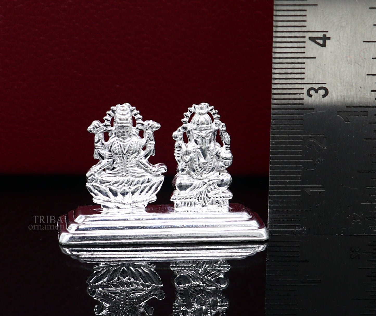 Solid Sterling silver handmade customized Hindu idols Laxmi and Ganesha statue, puja article figurine, home décor Diwali puja gift art456 - TRIBAL ORNAMENTS