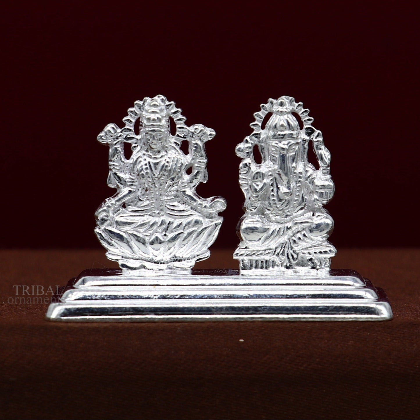 Solid Sterling silver handmade customized Hindu idols Laxmi and Ganesha statue, puja article figurine, home décor Diwali puja gift art456 - TRIBAL ORNAMENTS