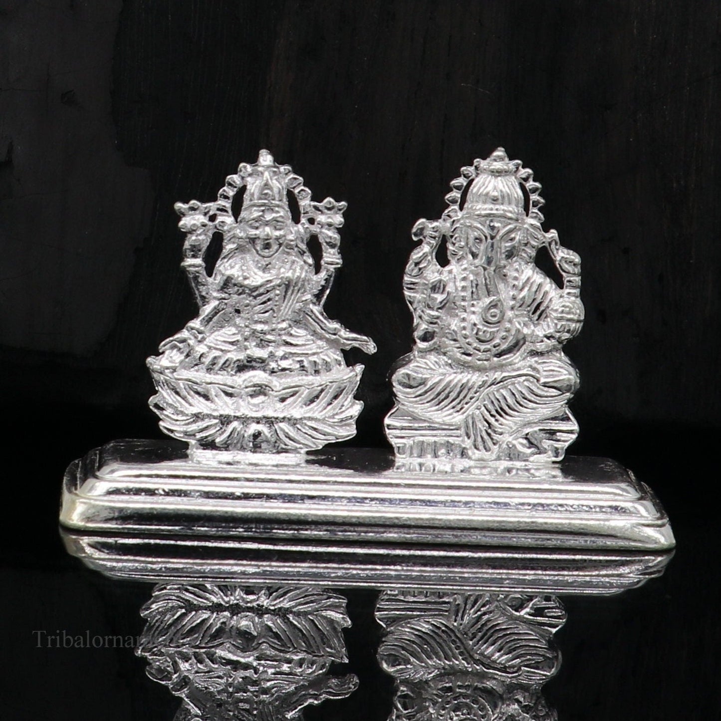 Solid Sterling silver handmade customized Hindu idols Laxmi and Ganesha statue, puja article figurine, home décor puja Articles india art47 - TRIBAL ORNAMENTS