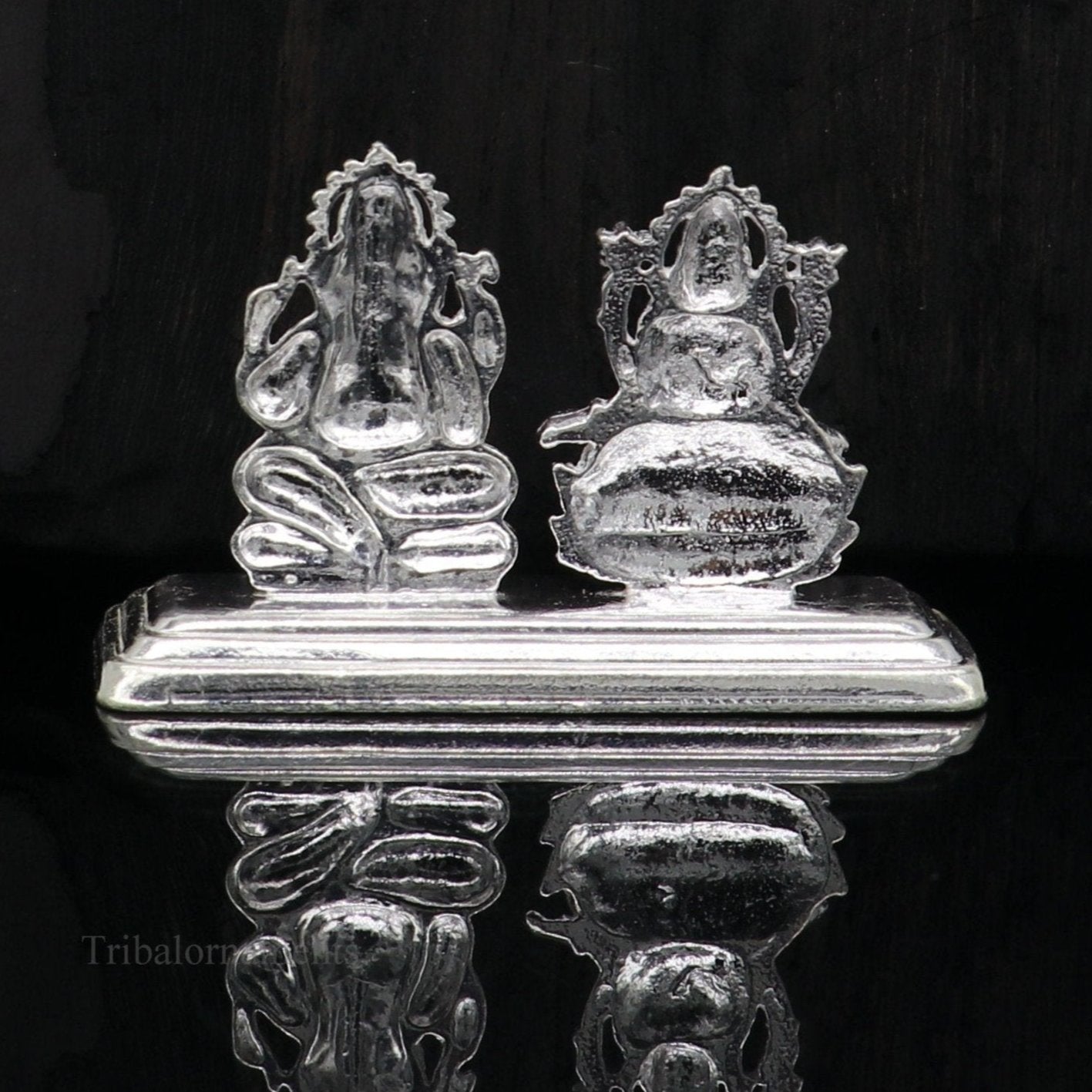 Solid Sterling silver handmade customized Hindu idols Laxmi and Ganesha statue, puja article figurine, home décor puja Articles india art47 - TRIBAL ORNAMENTS